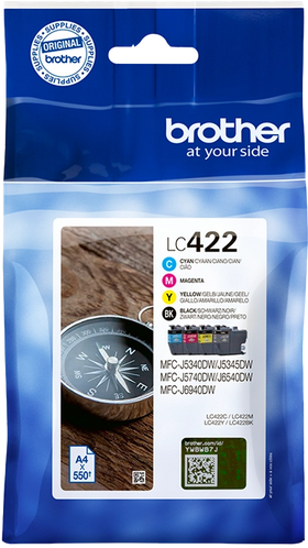 Original Brother LC-422 (LC422VAL) Multipack Schwarz / Cyan / Magenta / Gelb