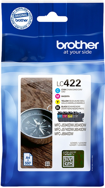 Original Brother LC-422 (LC422VAL) Multipack Schwarz / Cyan / Magenta / Gelb