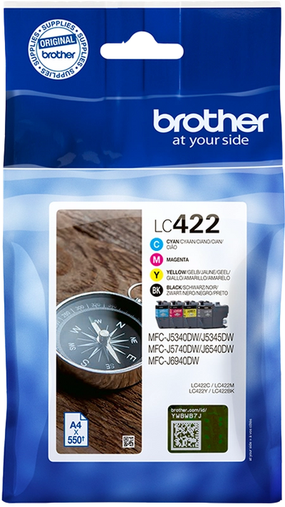 Original Brother LC-422 (LC422VAL) Multipack Schwarz / Cyan / Magenta / Gelb