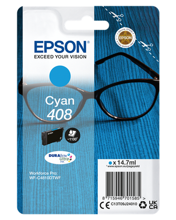 Original Epson 408 (C13T09J24010) Cyan Tintenpatrone DURABrite