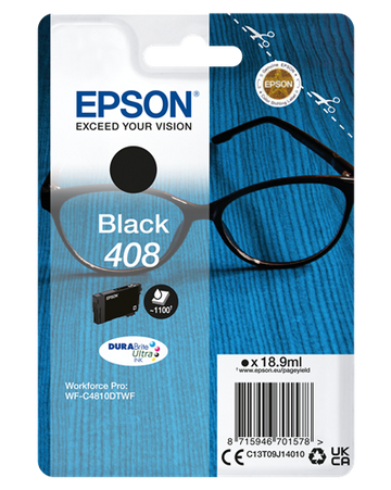 Original Epson 408 (C13T09J14010) Schwarz Tintenpatrone DURABrite