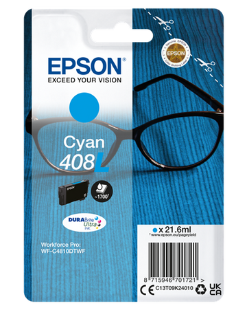 Original Epson 408L (C13T09K24010) Cyan Tintenpatrone DURABrite