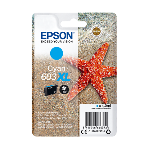 Original Epson 603XL (C13T03A24010) Druckerpatrone Cyan