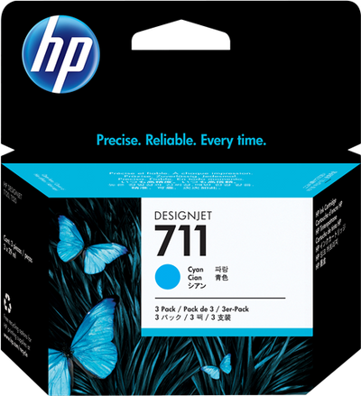 Original HP 711 Cyan 3 Pack Tintenpatrone (CZ134A)