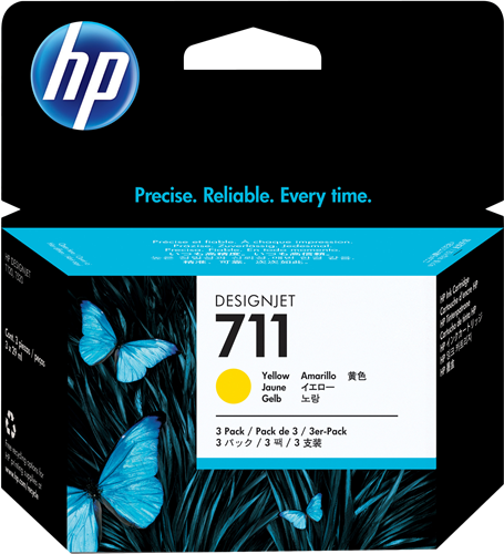 Original HP 711 Gelb 3 Pack Tintenpatrone (CZ136A)