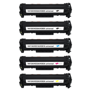 Kompatibel zu HP CC530A / 304A Toner Spar-Set (5 Stk.)