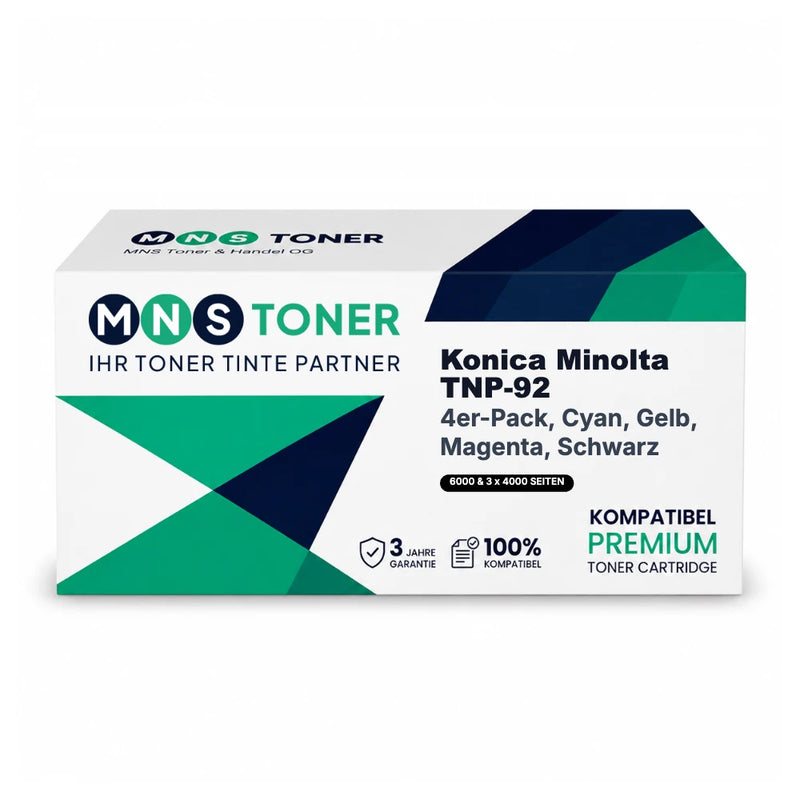 Kompatibel zu Konica Minolta TNP-92 Toner Schwarz/Cyan/Magenta/Gelb, Multipack